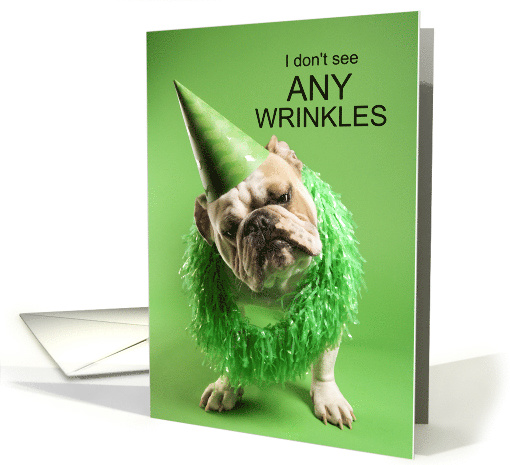 Funny Bulldogo Birthday in a Green Party Hat card (1837688)