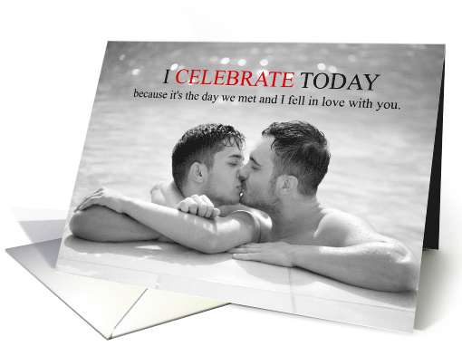 Gay Anniversary Day we Met Two Men in a Pool card (1856076)