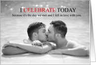 Gay Anniversary Day we Met Two Men in a Pool card