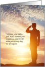 Miss You Military Soldier Silhouette in a Salute card