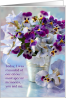 Thinking of You Violet Pansies in a Bucket card