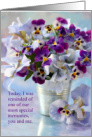 Thinking of You Violet Pansies in a Bucket card