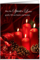 Christmas Remembrance Red Candles and Pine Cones card