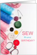 Seamstress Birthday Fun Sewing Theme Puns card