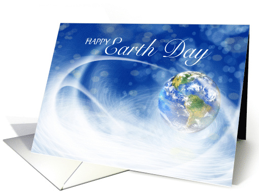 Earth Day Planet in Swirling White Clouds card (1898910)