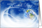 Earth Day Planet in Swirling White Clouds card