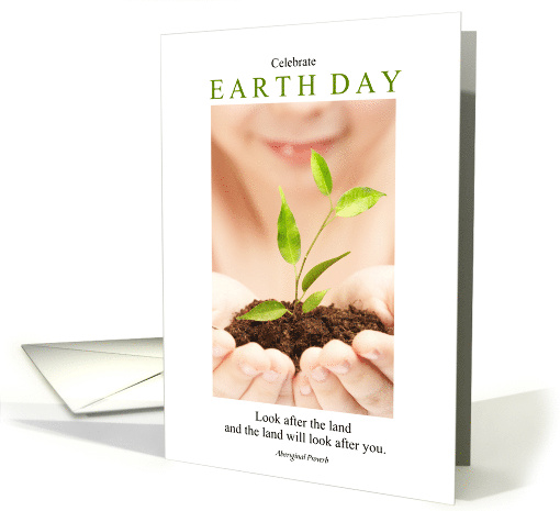 Earth Day Child's Hands Holding a Sapling card (1916286)