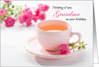 For Grandma’s Birthday Teacup and Pink Flowers card