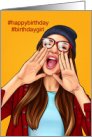 Birthday for Teen or Tween Girl Pop Art Hashtag Theme card
