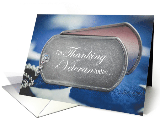 Veterans Day Dog Tags and American Flag Thank You card (1942598)