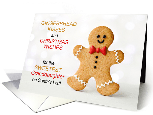 Granddaughter Gingerbread Kisses Christmas Wishes card (1944652)