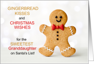 Granddaughter Gingerbread Kisses Christmas Wishes card