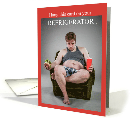 Diet Encouragement Humor Fat Man with a Burger card (1946564)