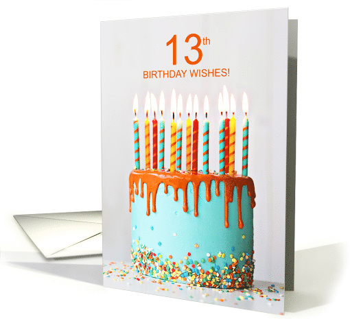 13th Birthday Cake with Thirteen Candles and Candies card (1959802)