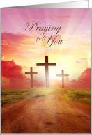 Praying for You Encouragement Christian Sunset card