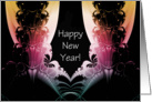 Happy New Year Fractal Abstract card