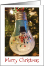 Christmas, Christmas tree, ornament, light bulb, snowman card