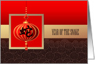 Chinese Year of the Snake Card with Chinese lantern card