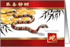 Happy Chinese Year of the Snake in Cinese Snake over the Gold Coins card