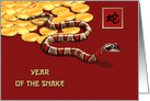 Chinese Year of the Snake. Snake over Gold Coins card