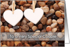 Valentine’s Day Card for Couple Two Hearts Beach Pebbles card