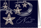 Feliz Natal. Portuguese Christmas Card with Christmas Ornaments card