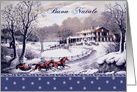 Buon Natale. Italian Christmas Card with a Vintage Winter Scene card
