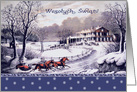 Wesolych Swiat. Polish Card with a Vintage Winter Scene card