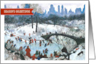 Season’s Greetings. Vintage Winter Skating Scene in the City Park card