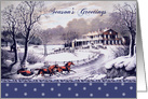 Season’s Greetings for Neighbors.Vintage Winter Scene card