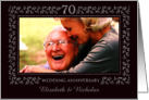 70th Anniversary Party Invitation Silver Floral Frame Custom Photo card