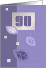 90th Birthday Party Invitation. Violet leaves card