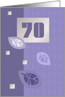 70th Birthday Party Invitation. Violet leaves card