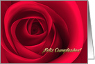 Feliz Cupleaos. Birthday Cards in Spanish. Red Rose card