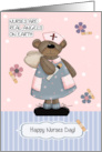 Happy Nurses Day Cute Angel Teddy Bear Wearing Nursing Scrub card