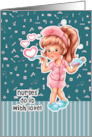 Nurses do it with Love Cute Young Nurse with Hearts Syrup card