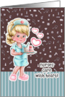 Nurses Care with Heart Cute Young Blond Nurse with Hearts Pills card