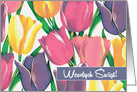 Wesolych Swiat. Easter Card in Polish. Spring Tulips card