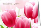 Wesolych Swiat. Easter Card in Polish. Spring Tulips card