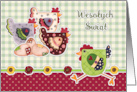 Wesolych Swiat. Easter card in Polish. Hens and Rooster card