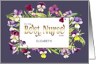 To the Best Nurse Ever Violet Flowers Custom Name card