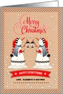 Merry Christmas. Personalized Name Christmas Card. Fun Snowmen card