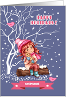 Happy Holidays. Custom Name Christmas Card for Kids card