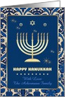 Happy Hanukkah Card with a Customized Name. Menorah Design card