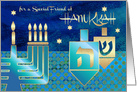 Happy Hanukkah for a Special Friend. Menorah & Dreidels card