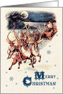 Merry Christmas. Vintage Santa in his deer sleigh card