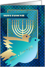 Happy Passover. Menorah and Dove of Peace card