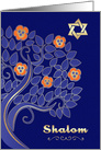 Shalom at Pesach. Star of David & Blossom Tree card