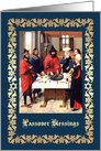 Passover Blessings. Medieval Passover Seder Scene Art card