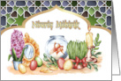 Nowruz Mubarak Persian New Year Haft Sin Table Painting card